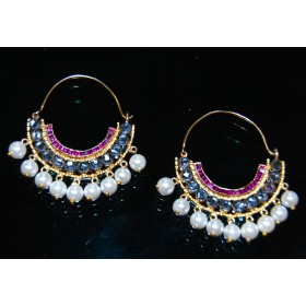 Polki Chand Bali Earrings with Ruby